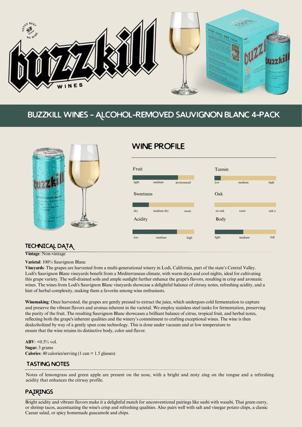 Buzzkill - Alcohol-Removed Sauvignon Blanc Can