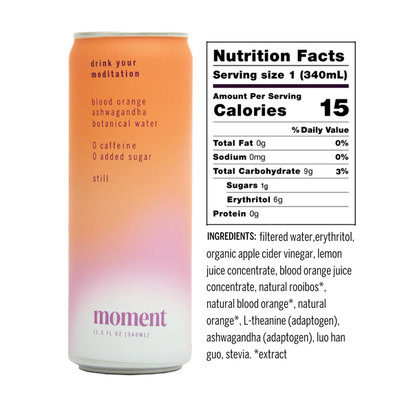 Moment Blood Orange Ashwagandha Drink: Serenity in Every Sip (11.5 fl oz)