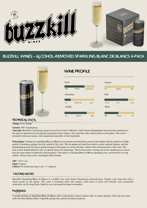 Buzzkill - Sparkling Blanc de Blancs Alcohol-Removed Wine