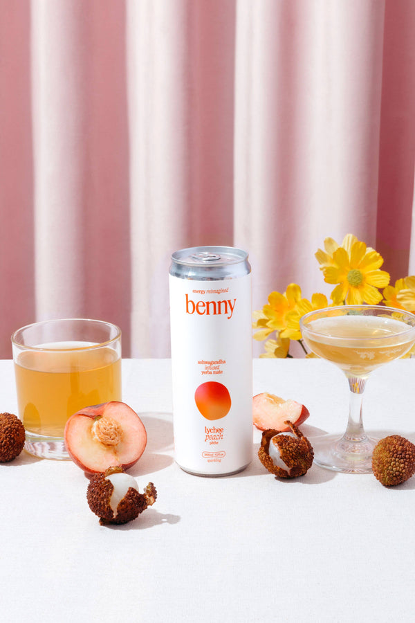 Benny Peach Lychee + Ashwagandha Soft Energy Drink